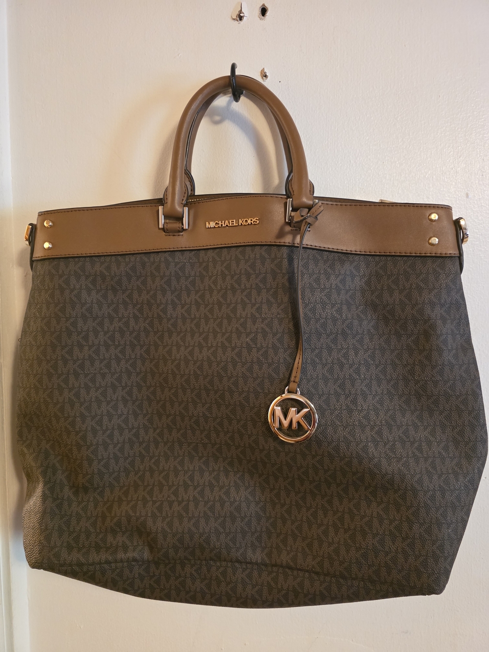 Michael Kors Brown and Dark Brown Signature Messenger Bag